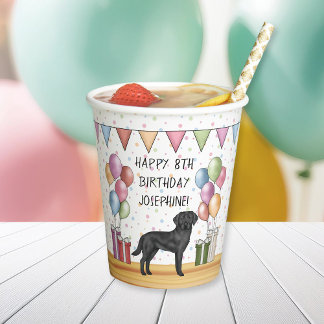 Black Labrador Retriever Lab Dog Colorful Birthday Paper Cups