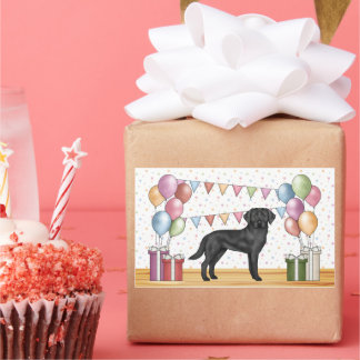 Black Labrador Retriever Lab Dog Colorful Birthday Rectangular Sticker