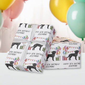 Black Labrador Retriever Lab Dog Colorful Birthday Wrapping Paper