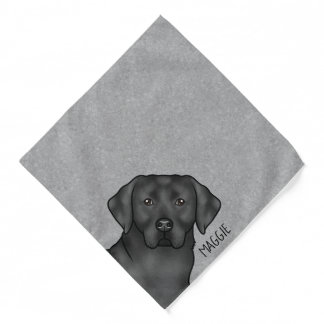 Black Labrador Retriever Lab Dog Custom Name Gray Bandana
