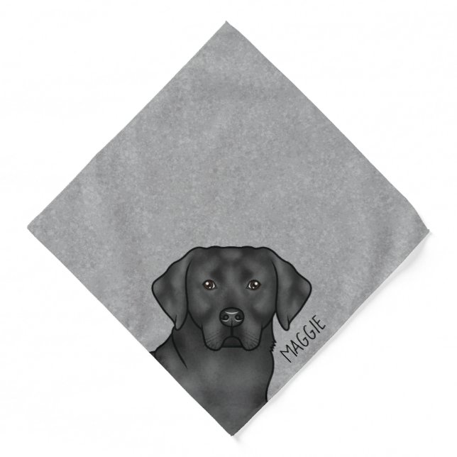 Black Labrador Retriever Lab Dog Custom Name Gray Bandana (Front)