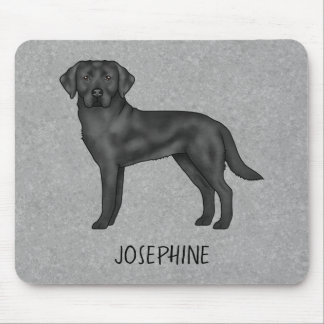 Black Labrador Retriever Lab Dog Custom Name Gray Mouse Pad