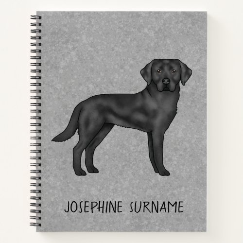 Black Labrador Retriever Lab Dog Custom Name Gray Notebook