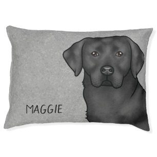 Black Labrador Retriever Lab Dog Custom Name Gray Pet Bed