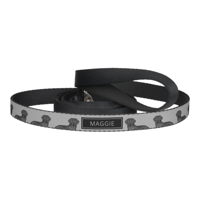 Black Labrador Retriever Lab Dog Custom Name Gray Pet Leash (Handle)