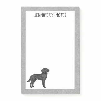 Black Labrador Retriever Lab Dog Custom Name Gray Post-it Notes