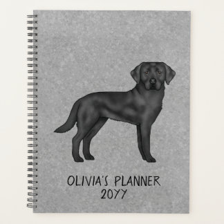 Black Labrador Retriever Lab Dog Custom Text Gray Planner