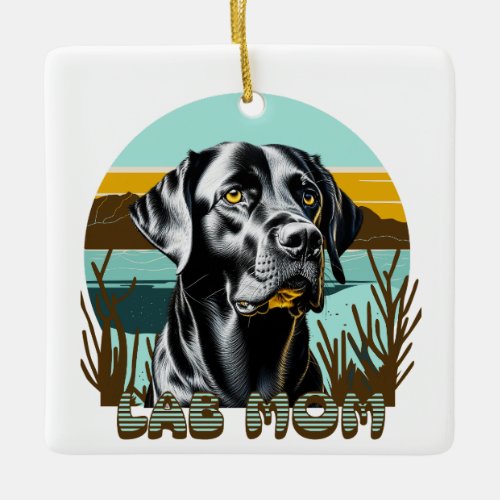 Black Labrador Retriever  Lab Mom Ceramic Ornament