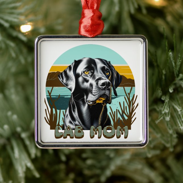 Black Labrador Retriever | Lab Mom Metal Ornament (Tree)