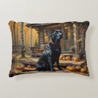 Black Labrador Retriever Log Cabin Autumn