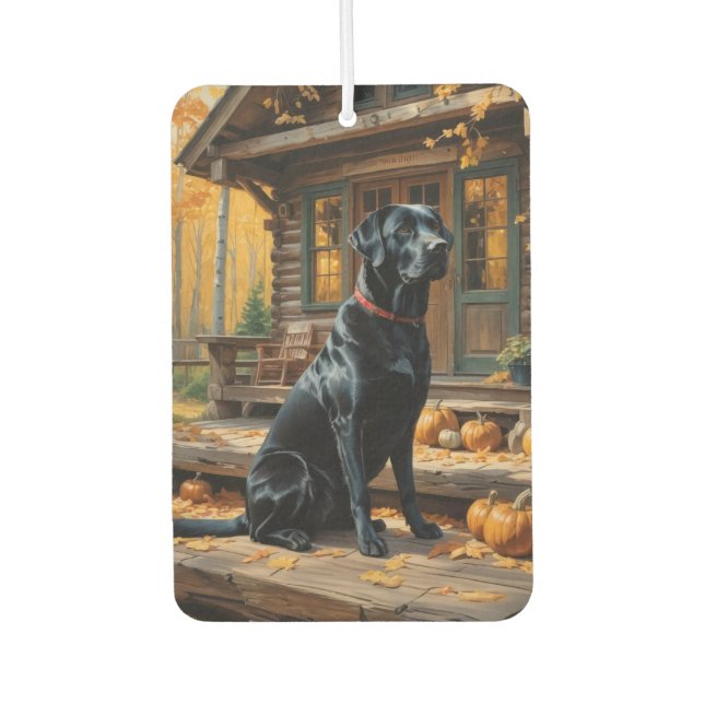 Black Labrador Retriever Log Cabin Autumn Air Freshener (Front)