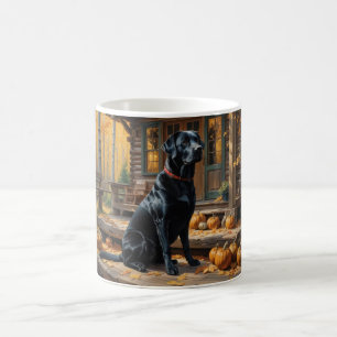 Black Labrador Retriever Log Cabin Autumn Coffee Mug