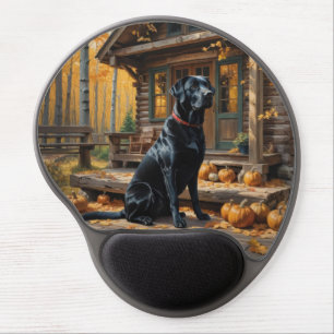 Black Labrador Retriever Log Cabin Autumn Gel Mouse Pad