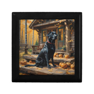 Black Labrador Retriever Log Cabin Autumn Gift Box