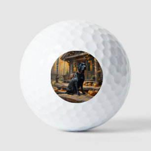 Black Labrador Retriever Log Cabin Autumn Golf Balls