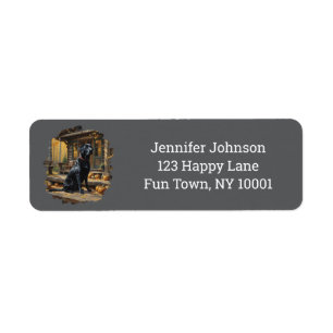 Black Labrador Retriever Log Cabin Autumn Label