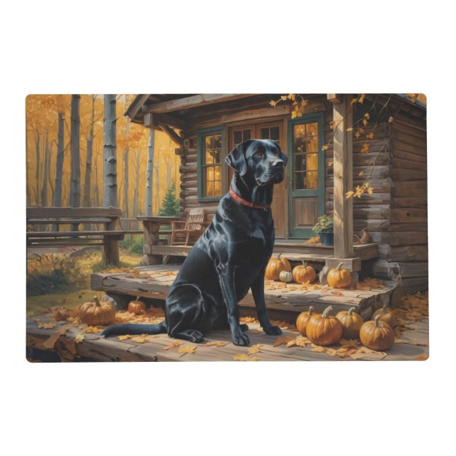 Black Labrador Retriever Log Cabin Autumn Placemat (Front)