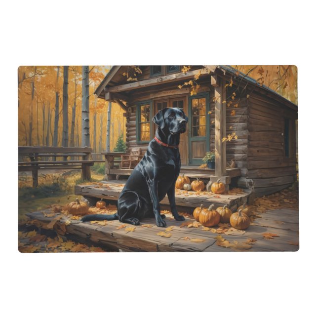 Black Labrador Retriever Log Cabin Autumn Placemat (Front)