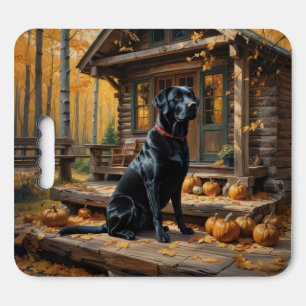 Black Labrador Retriever Log Cabin Autumn Seat Cushion