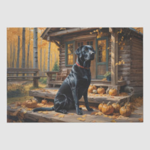 Black Labrador Retriever Log Cabin Autumn Tissue Paper