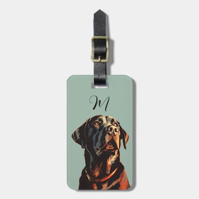 Black Labrador Retriever Luggage Tag (Front Vertical)