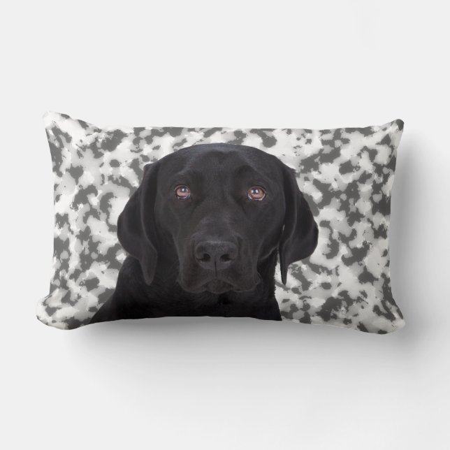 Black Labrador Retriever Lumbar Pillow (Front)