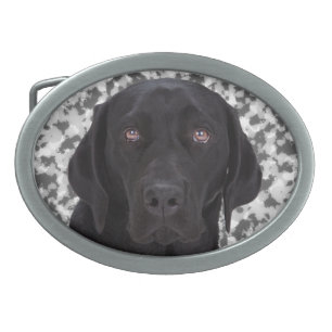 Black Labrador Retriever Oval Belt Buckle