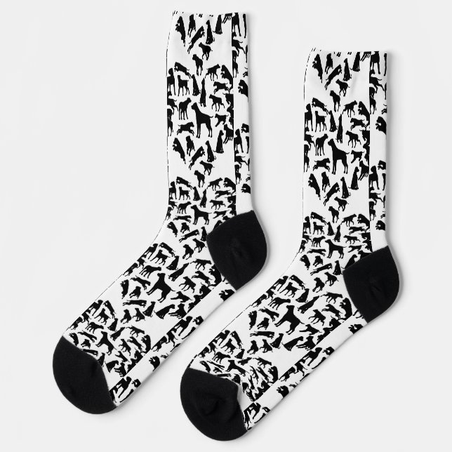 Black Labrador Retriever Pattern Crew Socks (Left)
