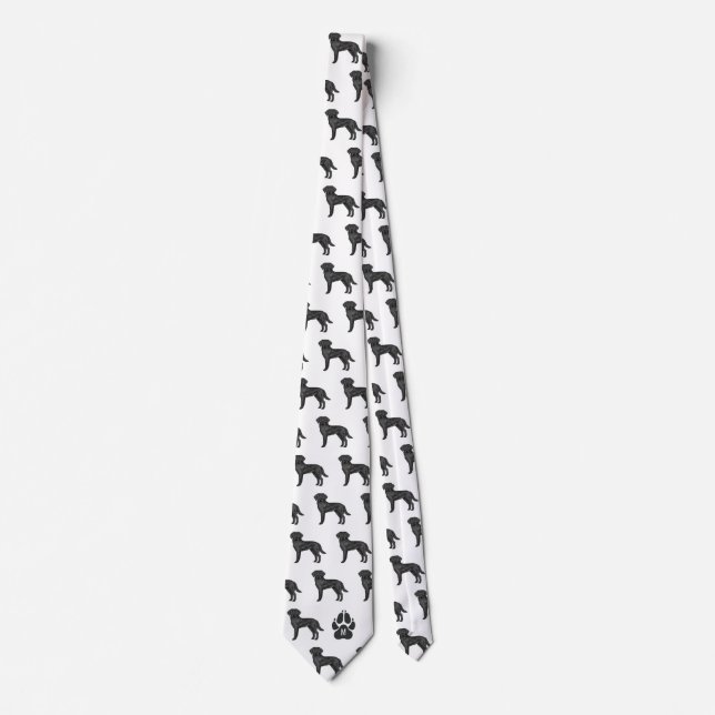 Black Labrador Retriever Pattern Custom Monogram Neck Tie (Front)