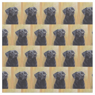 Black Labrador Retriever Portrait Dog Art Fabric