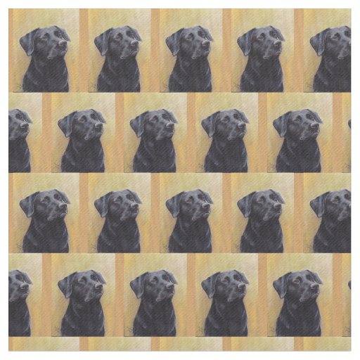 Black Labrador Retriever Portrait Dog Art Fabric