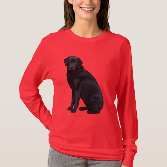Black Labrador Retriever Portrait T-Shirt (Front)