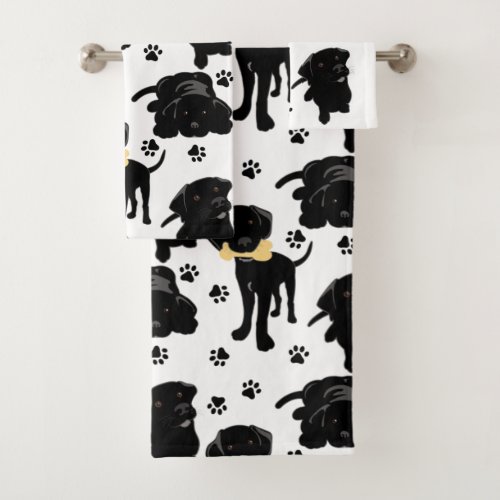 Black Labrador Retriever Puppies Bath Towel Set