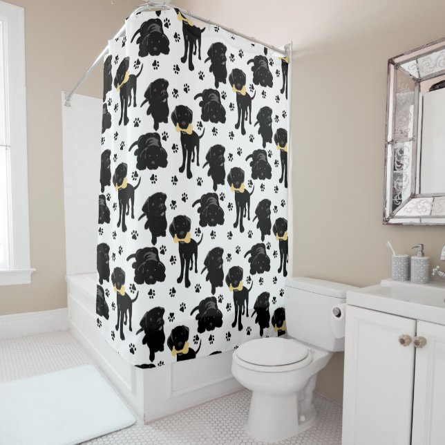 Black Labrador Retriever Puppies Shower Curtain (In Situ)