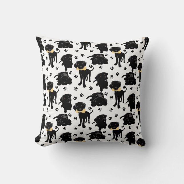 Black Labrador Retriever Puppies Throw Pillow (Front)