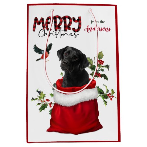 Black Labrador Retriever Puppy Dog Christmas Medium Gift Bag