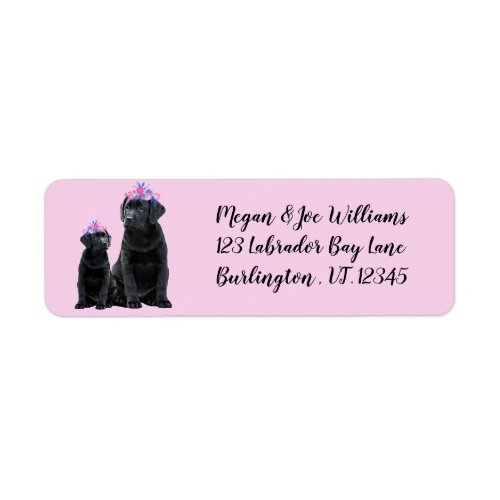 Black Labrador Retriever Puppy Dog Girl Pink Label