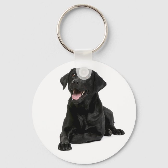Black Labrador Retriever Puppy Dog Keychain (Front)