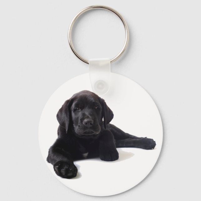Black Labrador Retriever Puppy Keychain (Front)