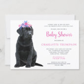 Black Labrador Retriever Puppy Pink Baby Shower Invitation (Front)