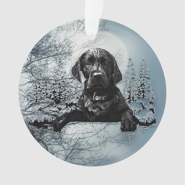 Black Labrador Retriever  puppy  T-Shirt Throw Pil Ornament (Front)