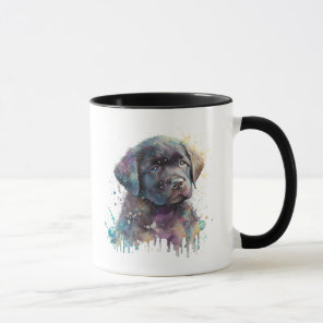 Black Labrador Retriever Puppy Watercolor AI Art Mug