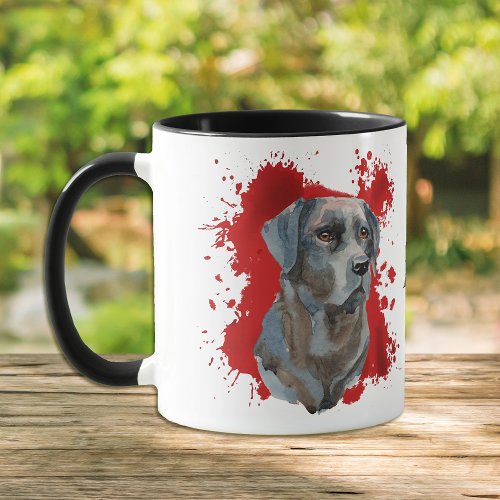 Black Labrador Retriever Red Abstract Background Mug