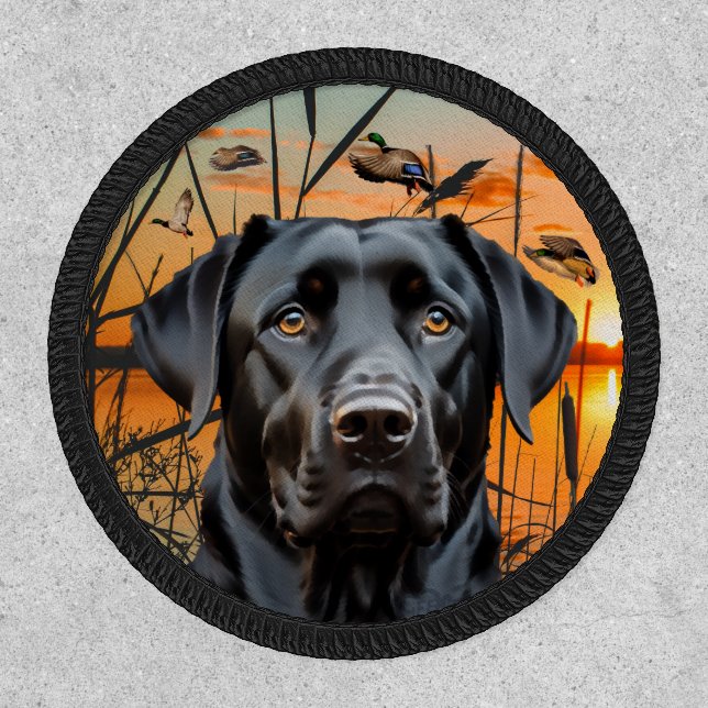 Black Labrador Retriever Round Patch (Front)