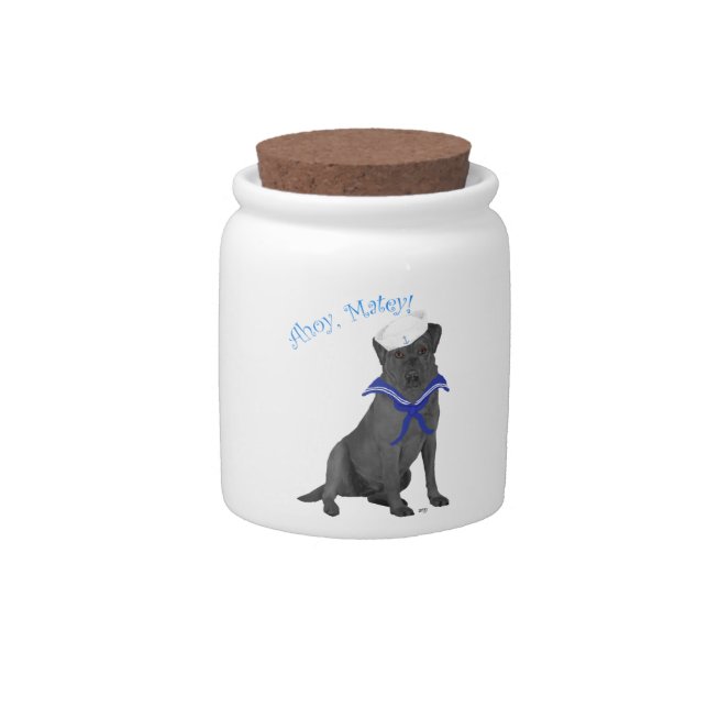 Black Labrador Retriever Sailor Candy Jar (Front)