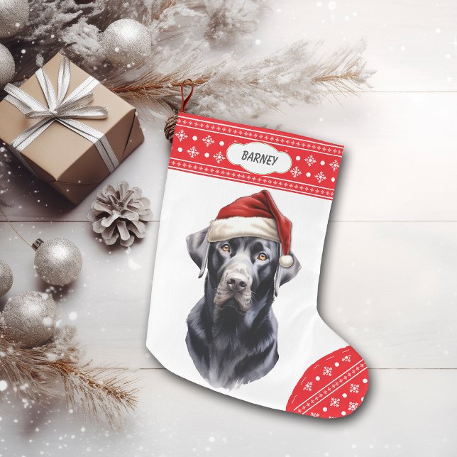 Black Labrador Retriever Santa Hat Large Christmas Stocking (Creator Uploaded)