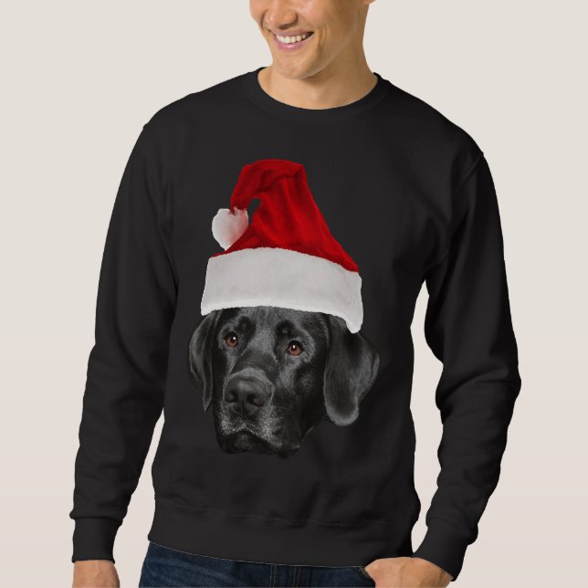 Black Labrador Retriever Santa Hat Sweatshirt (Front)