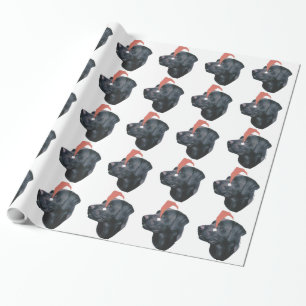 Black Labrador Retriever Santa Hat Wrapping Paper