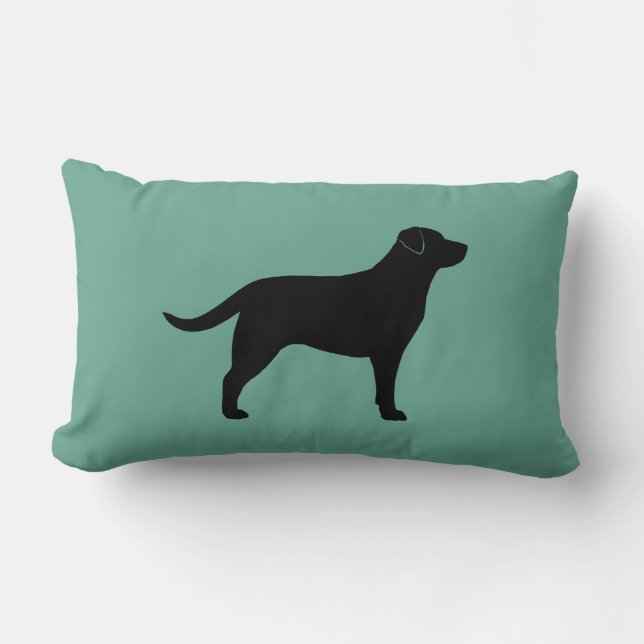 Black Labrador Retriever Silhouette Decorative Lumbar Pillow (Front)