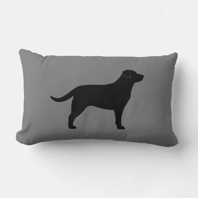 Black Labrador Retriever Silhouette Dog Lover's Lumbar Pillow (Front)